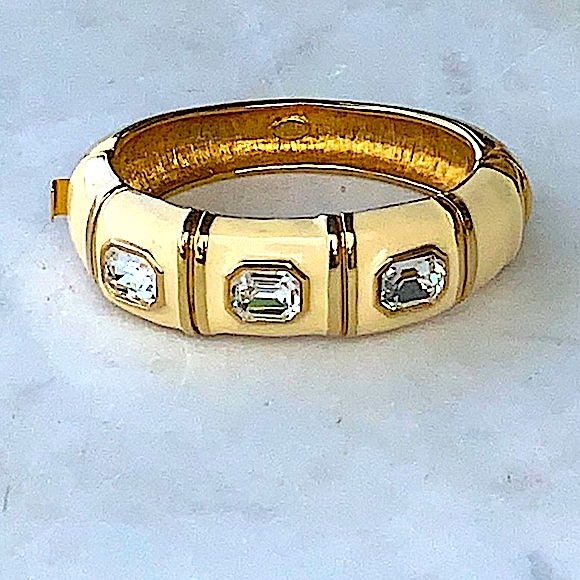 KENNETH JAY LANE BRACELET BANGLE CLAMPER CRYSTAL VINTAGE - Picture 3 of 12
